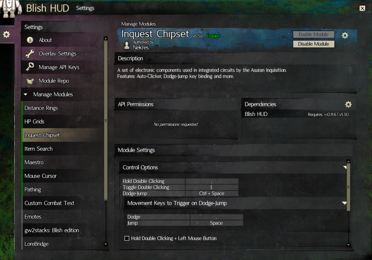 Inquest Chipset 모듈 화면